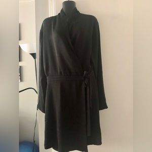 Black Frank and Oak Long Sleeve Wrap dress